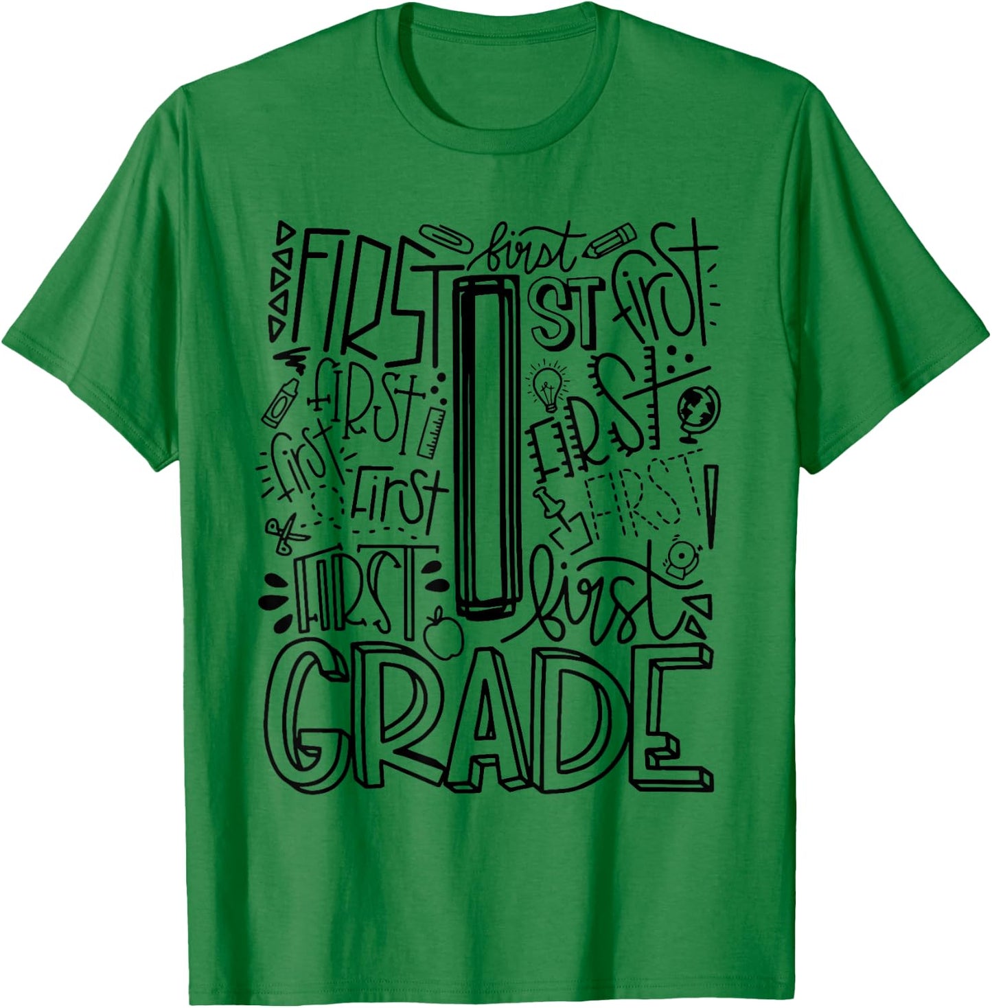 Back To School First Day of School Typography First Grade T-Shirt - T-Shirt | Irish Green