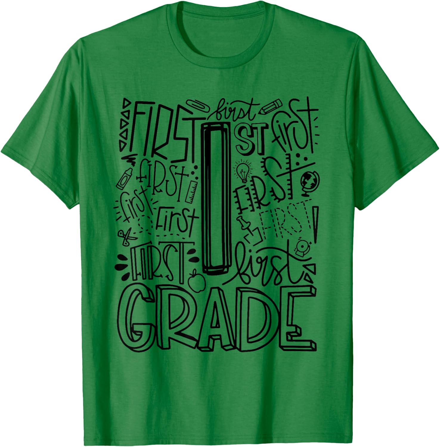 Back To School First Day of School Typography First Grade T-Shirt - T-Shirt | Irish Green