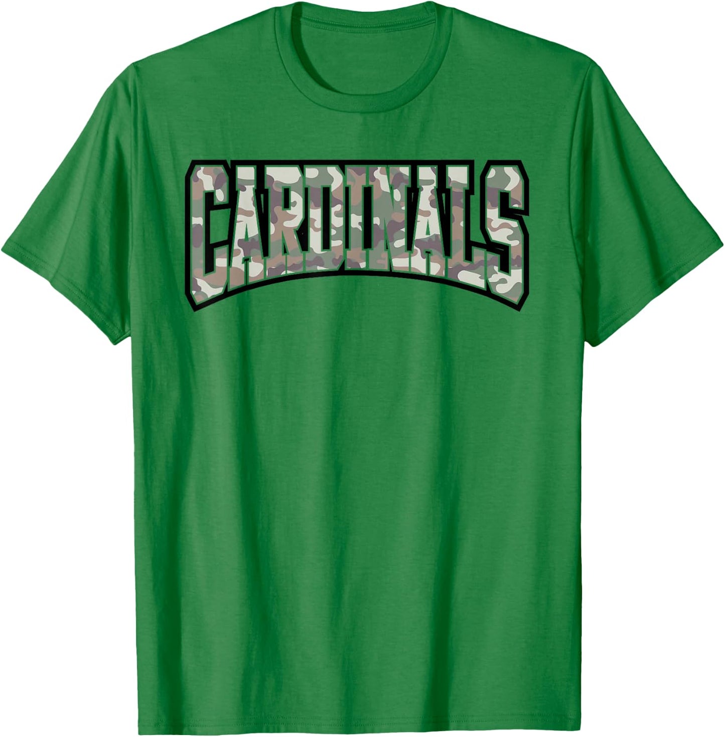 Cardinals Camouflage Word School Spirit Game Day Camo T-Shirt - T-Shirt | Irish Green
