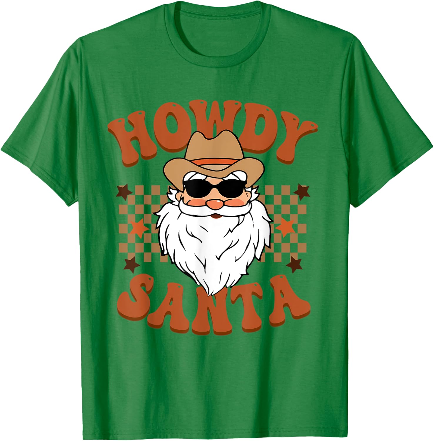 Retro Howdy Santa Cowboy Cowgirl Western Howdy Christmas T-Shirt - T-Shirt | Irish Green