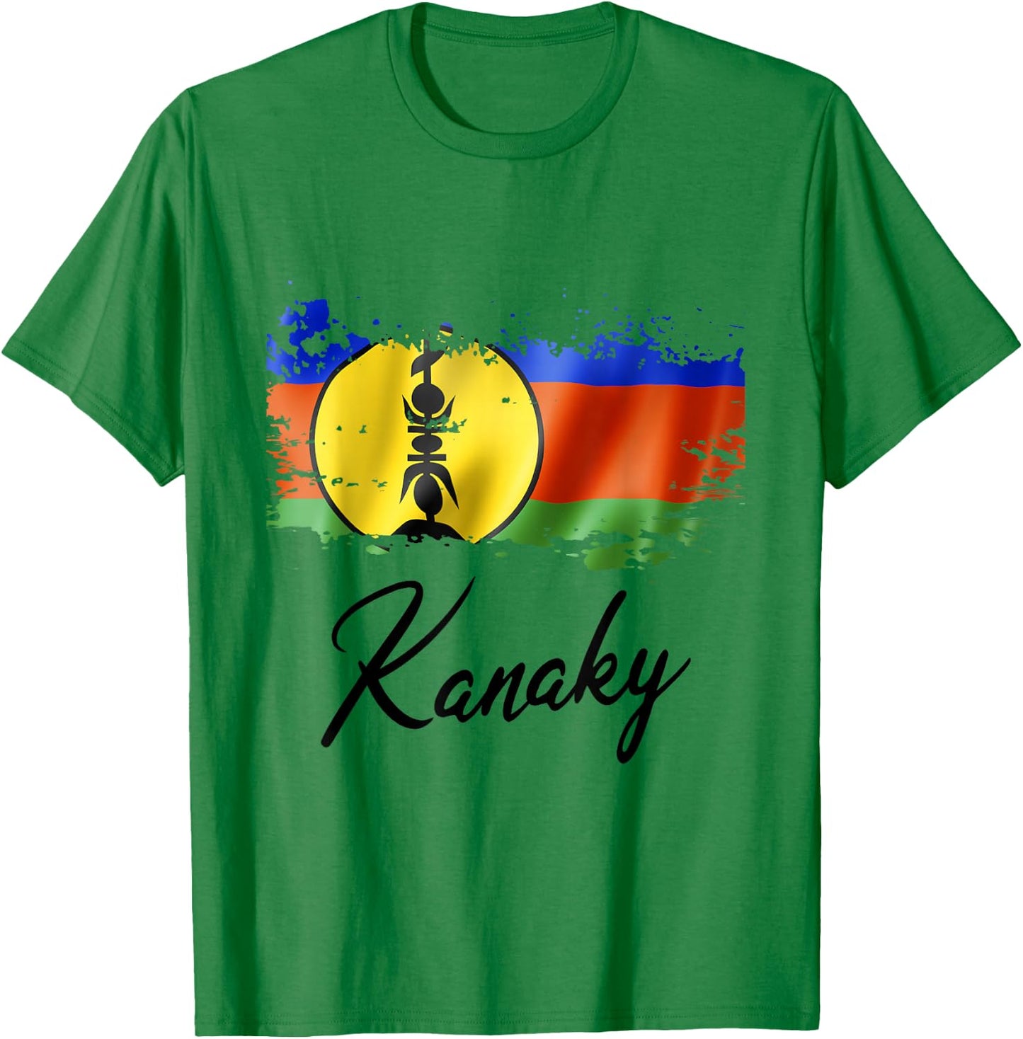 Flag Kanak New Caledonia Grunge Man Woman Child , Blue, S T-Shirt - T-Shirt | Irish Green