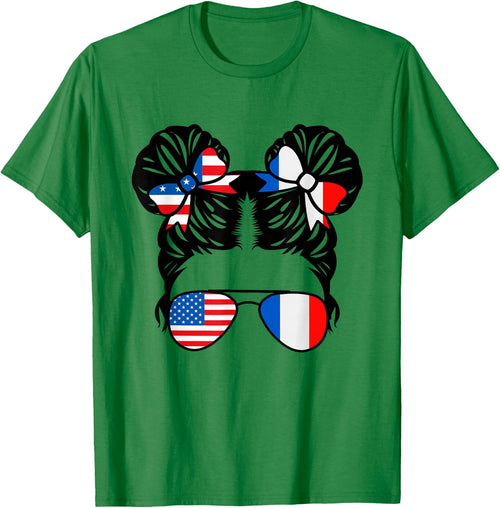 Half American Half French Girl USA France Flag Patriot
