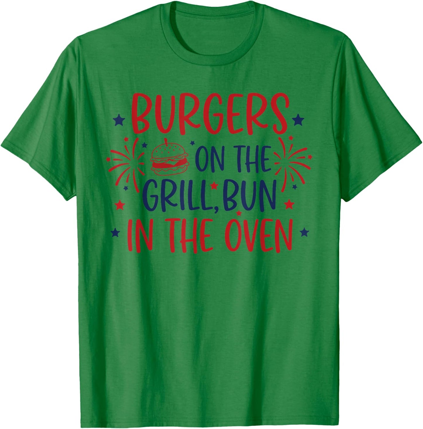 Retro Burgers On The Grill Bun in The Oven Pregnant T-Shirt - T-Shirt | Irish Green