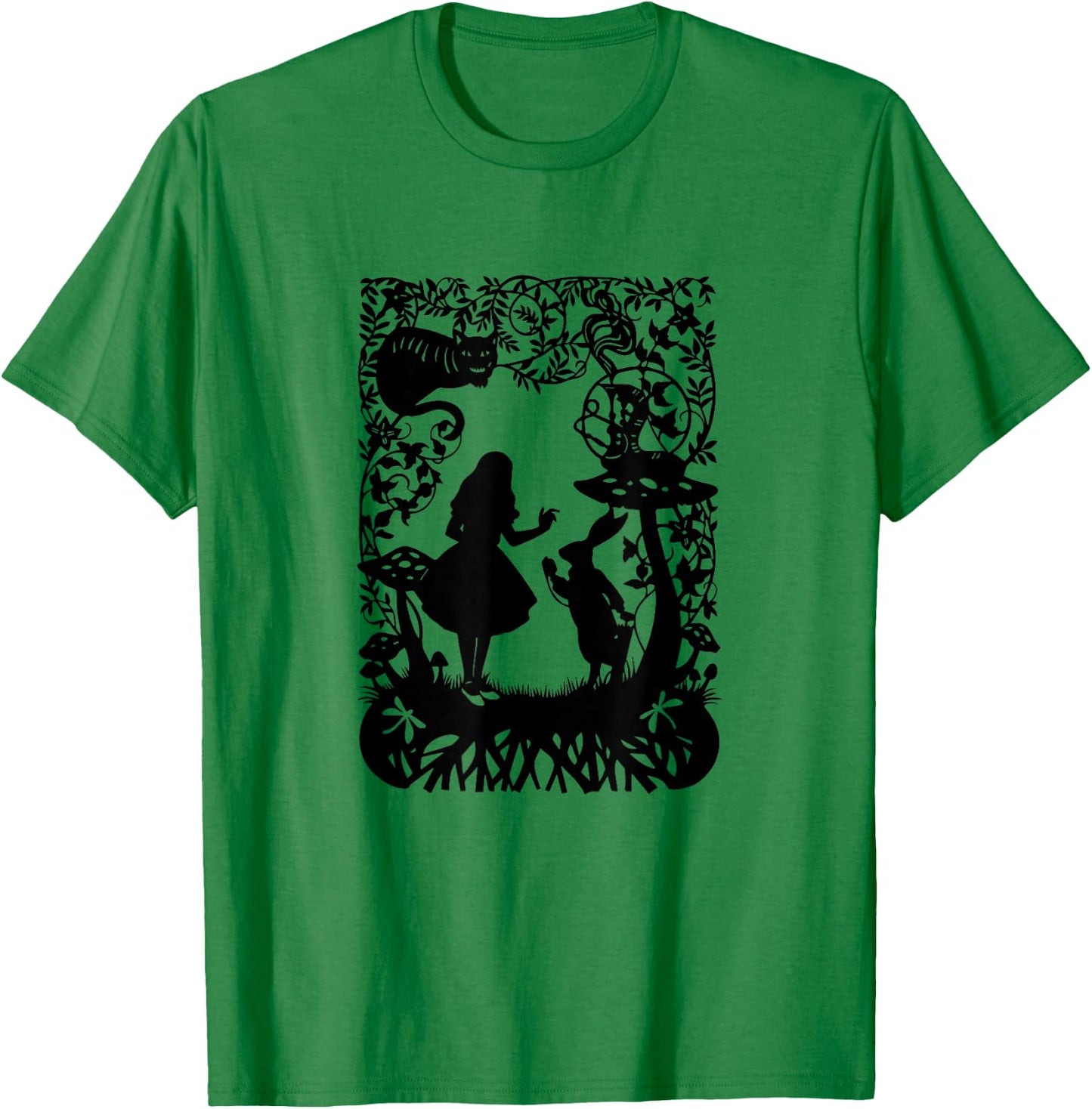 Alice im Wunderland mit Katze und Hase T-Shirt - T-Shirt | Irish Green