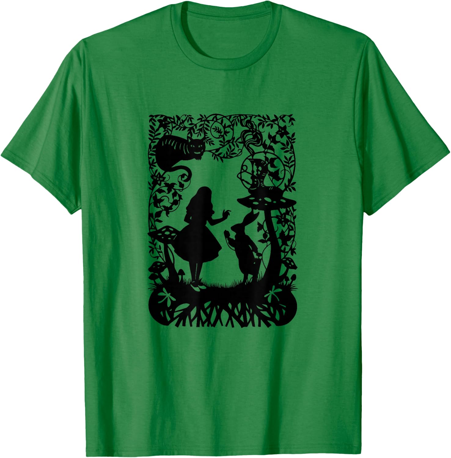 Alice im Wunderland mit Katze und Hase T-Shirt - T-Shirt | Irish Green