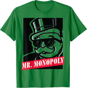 Monopoly Rich Uncle Pennybags Graphic Logo Poster T-Shirt - T-Shirt | Irish Green