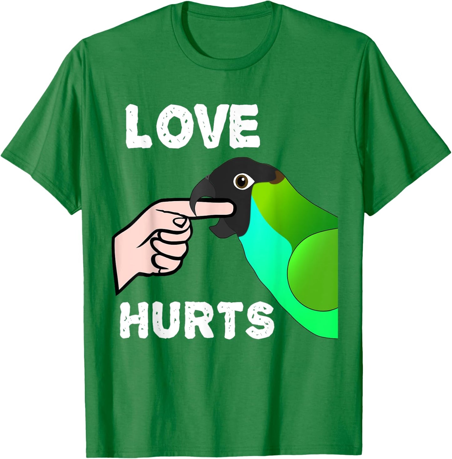 Love Hurts Nanday Conure Parrot T-Shirt - T-Shirt | Irish Green