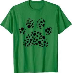 Dalmatian Dog Paw Polka Dot White Black Polka Dot Men Women , White T-Shirt - T-Shirt | Irish Green