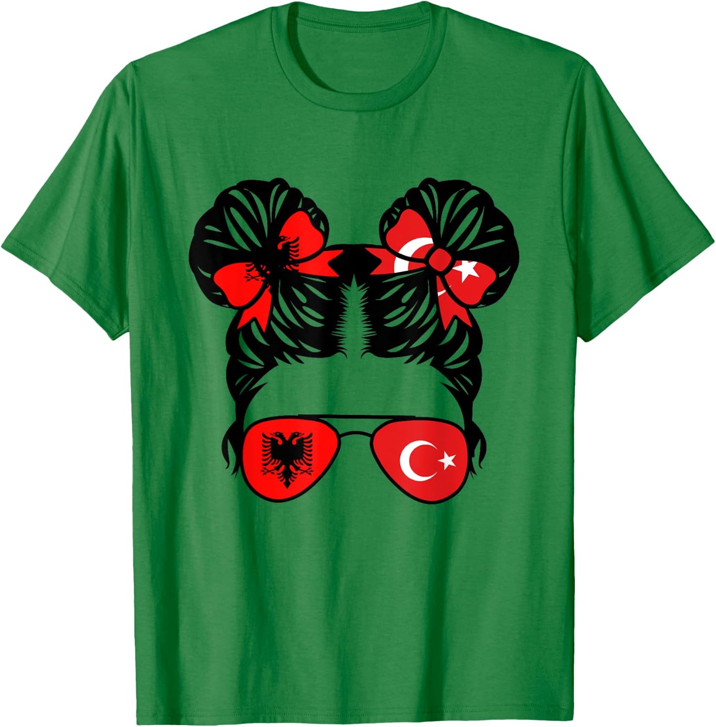 Half Albanian Half Turkish Girl Albania Kids Heritage T-Shirt - T-Shirt | Irish Green