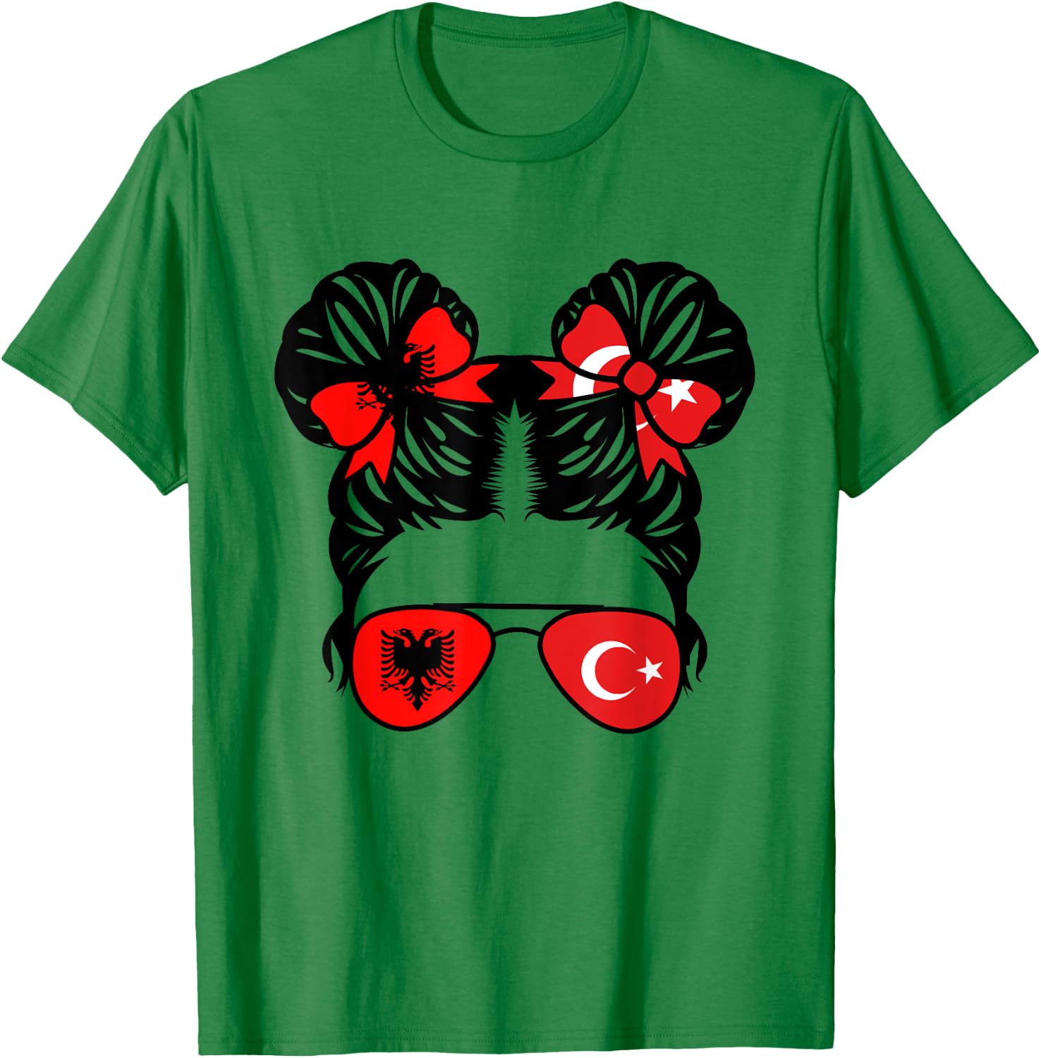 Half Albanian Half Turkish Girl Albania Kids Heritage T-Shirt - T-Shirt | Irish Green