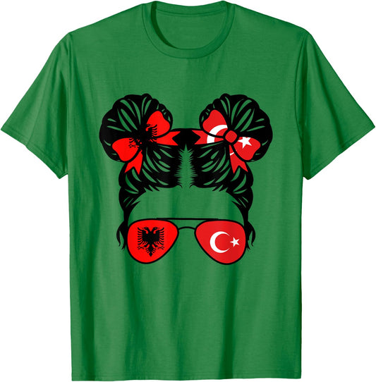 Half Albanian Half Turkish Girl Albania Kids Heritage T-Shirt - T-Shirt | Irish Green