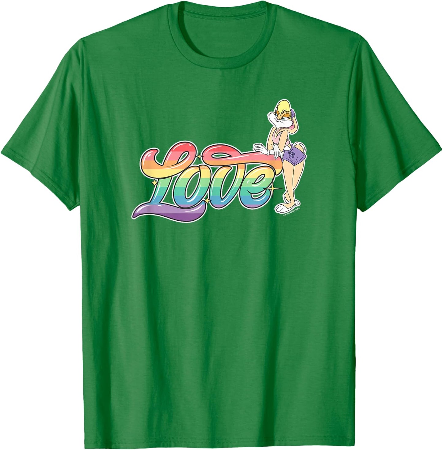 Looney Tunes Lola Bunny Love Cursive Rainbow T-Shirt - T-Shirt | Irish Green
