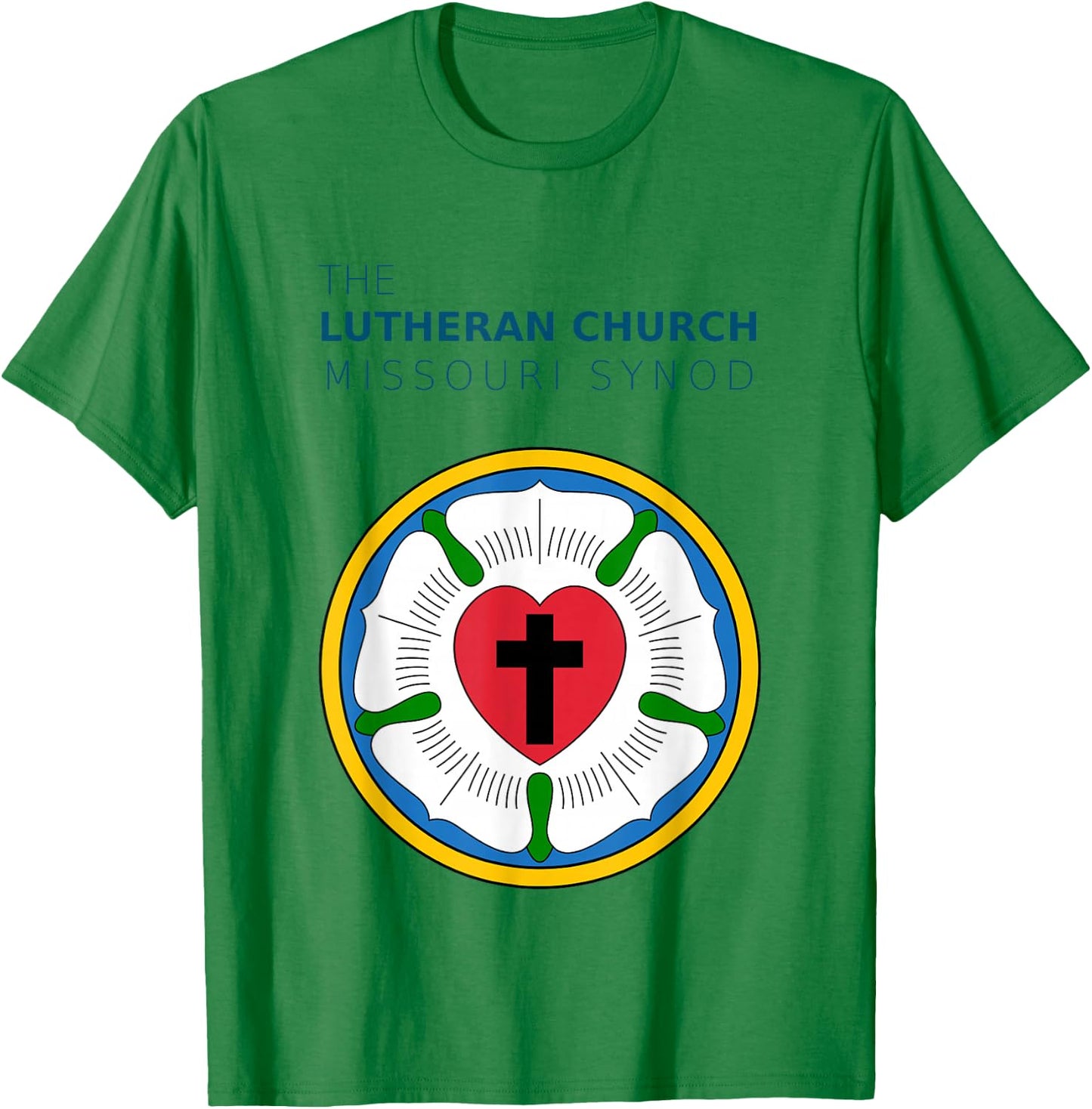 The LCMS Rose Seal Logo of the Lutheran Church in Missouri T-Shirt - T-Shirt | Irish Green