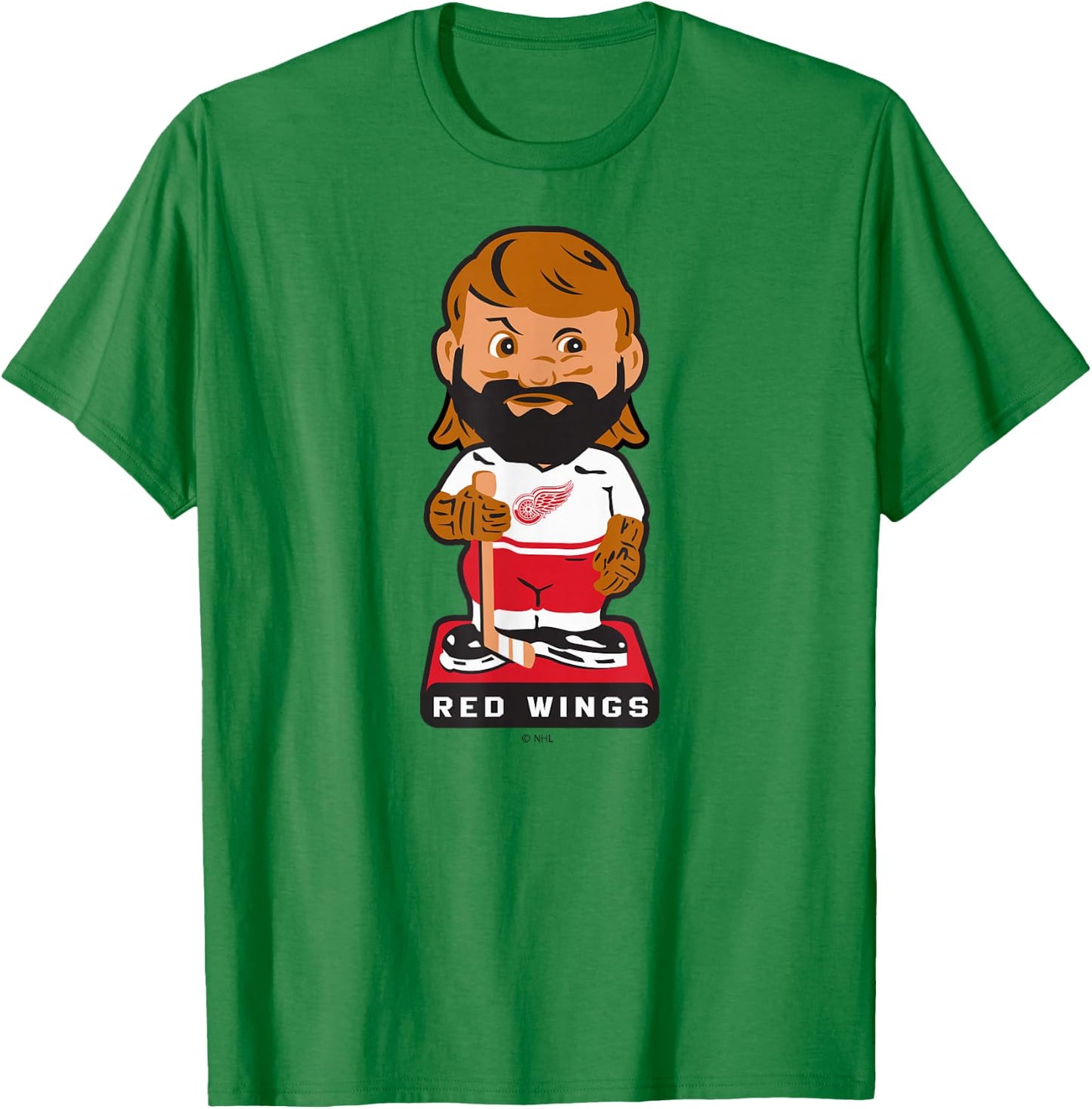 Detroit Red Wings Bobblehead Gray Officially Licensed T-Shirt - T-Shirt | Irish Green