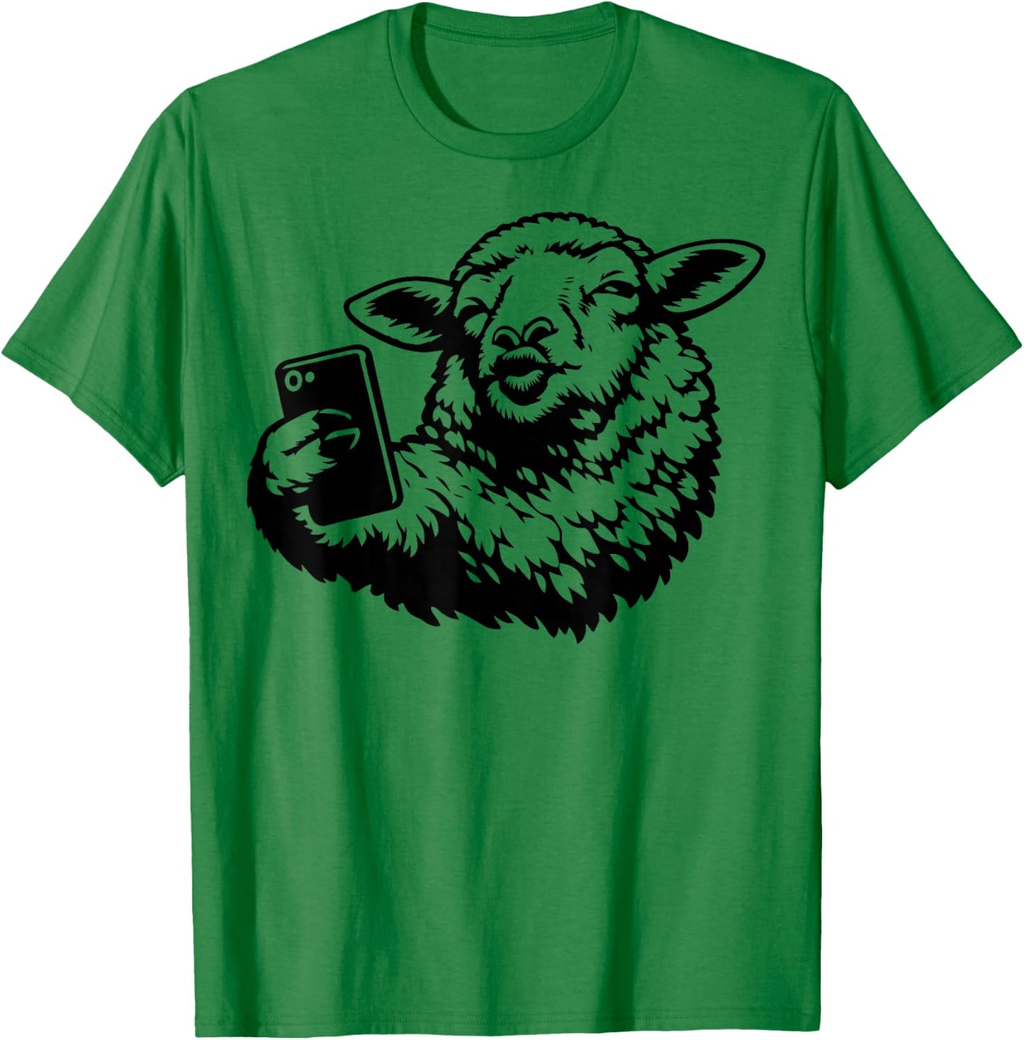 Funny Sheep Selfie Social Media Influencer Satire Graphic T-Shirt - T-Shirt | Irish Green