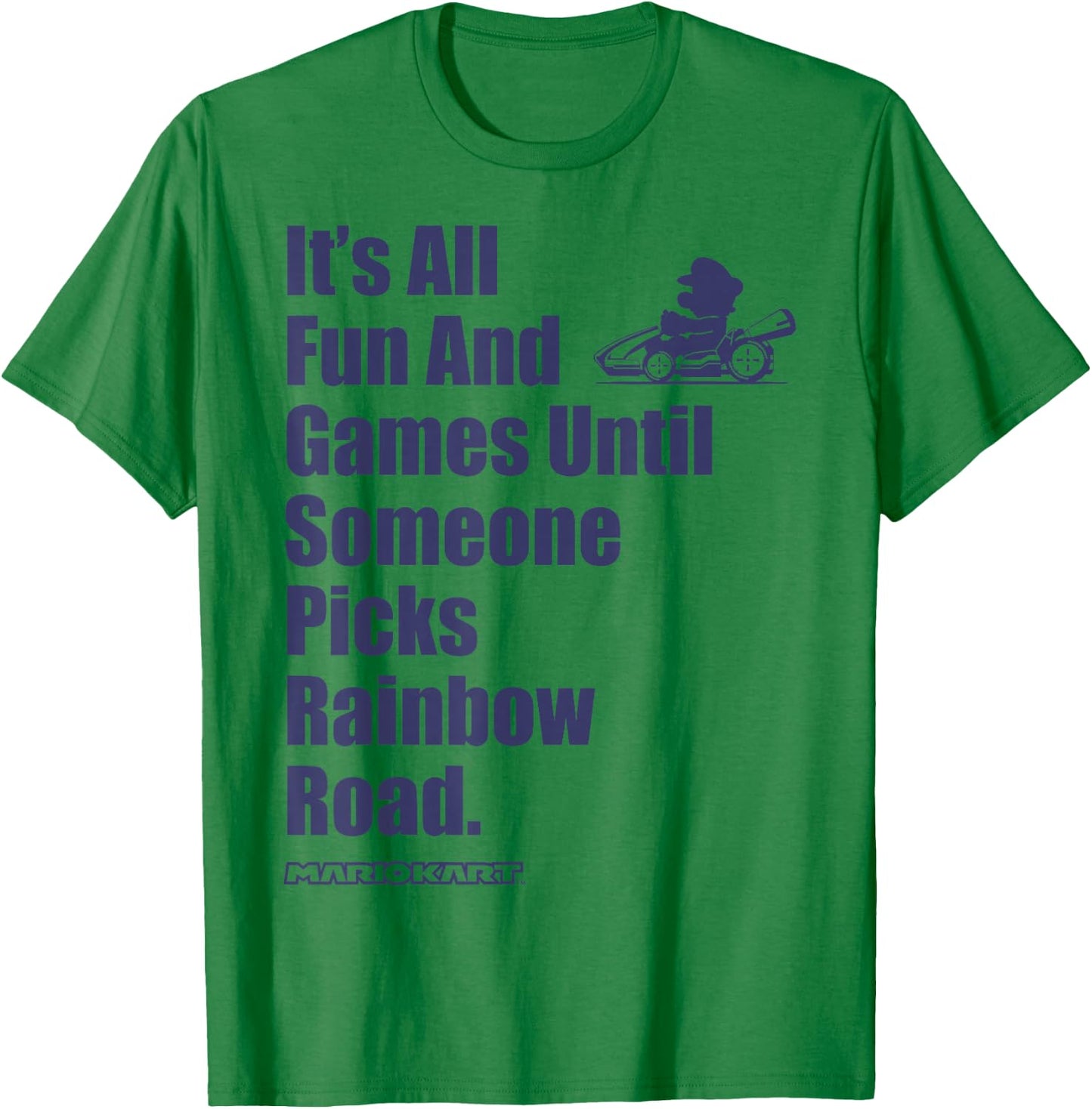 Nintendo Mario Kart Rainbow Road Fun and Games Small T-Shirt - T-Shirt | Irish Green