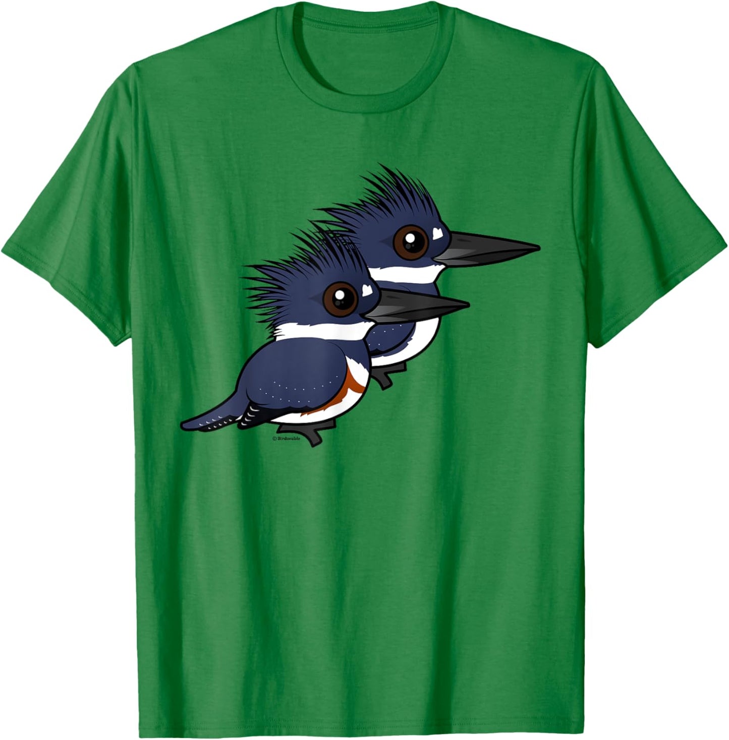 Cute Cartoon Belted Kingfisher Pair Birdorable T-Shirt - T-Shirt | Irish Green