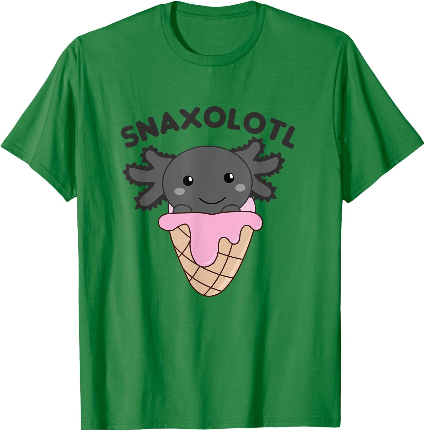 Snacks Pun Snaxolotl Ice Cream Axolotl Men Women Kids T-Shirt - T-Shirt | Irish Green