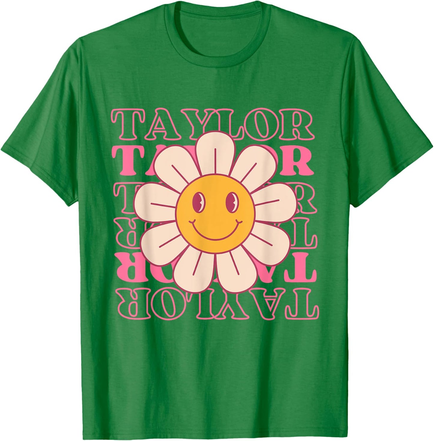 Girl Retro TAYLOR First Name Personalized Groovy Birthday T-Shirt - T-Shirt | Irish Green