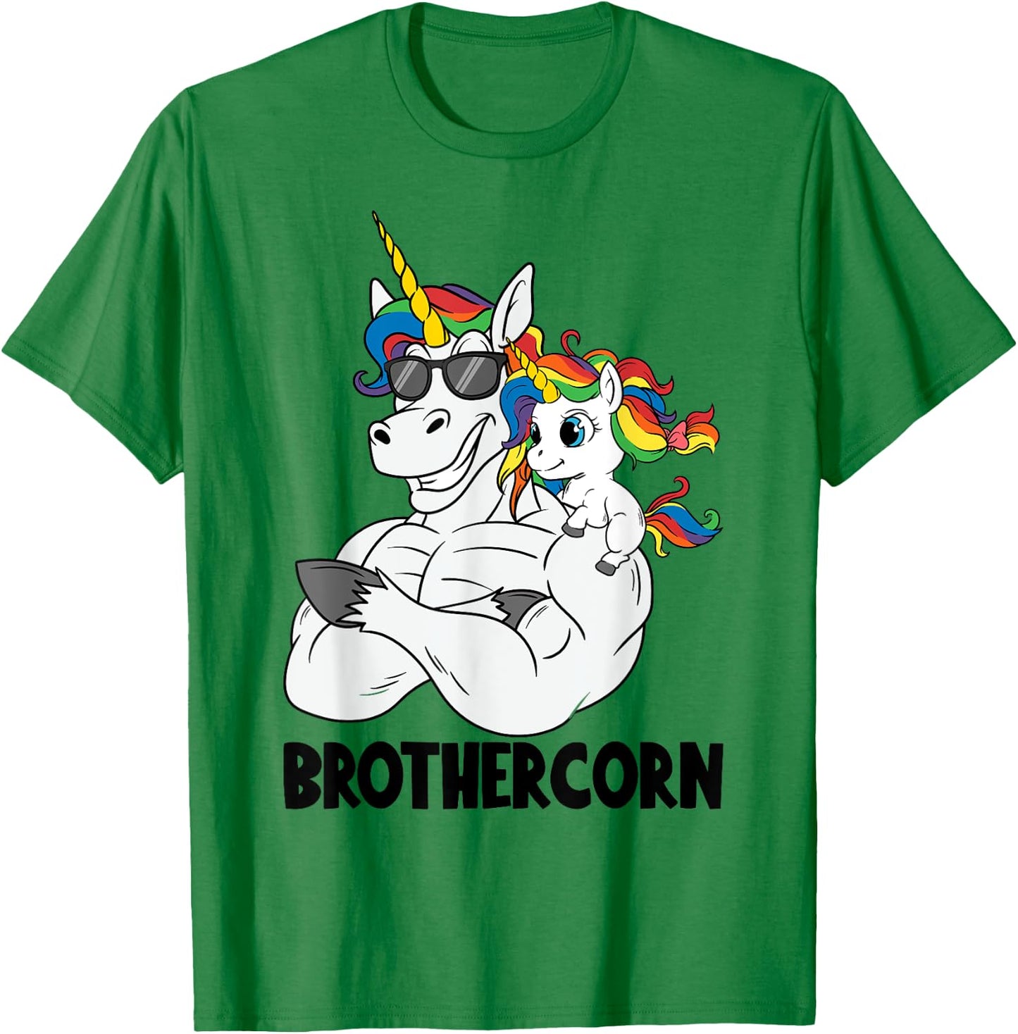 Brothercorn Brother Muscle Unicorn Holding Baby Sister Girl T-Shirt - T-Shirt | Irish Green