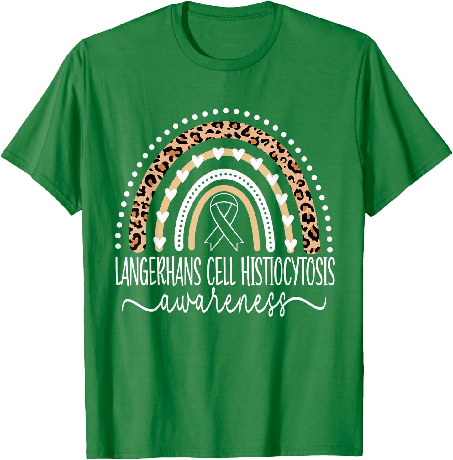 Langerhans Cell Histiocytosis LCH Awareness Leopard Rainbow T-Shirt - T-Shirt | Irish Green