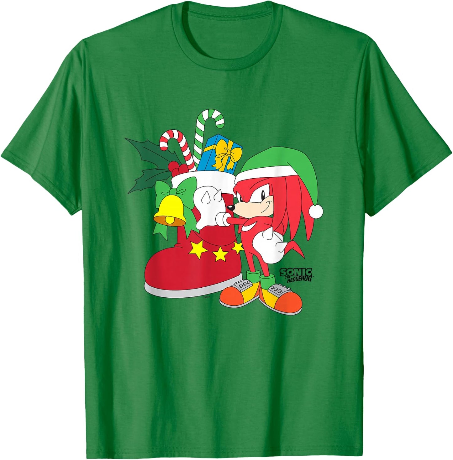 Sonic The Hedgehog Christmas Knuckles The Echidna Presents T-Shirt - T-Shirt | Irish Green