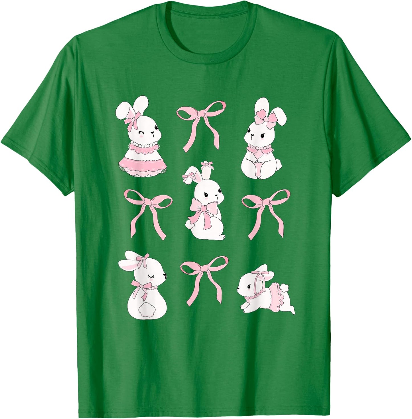 Cute Coquette Easter Bunny Pink Bows Aesthetic Girly T-Shirt - T-Shirt | Irish Green