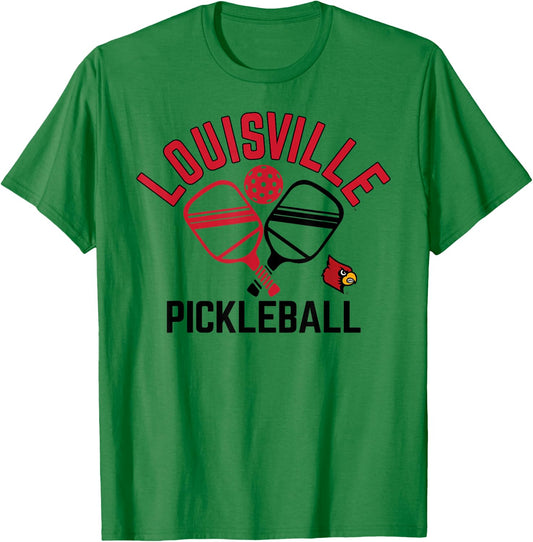 Louisville Cardinals Pickleball Gray Officially Licensed T-Shirt - T-Shirt | Irish Green