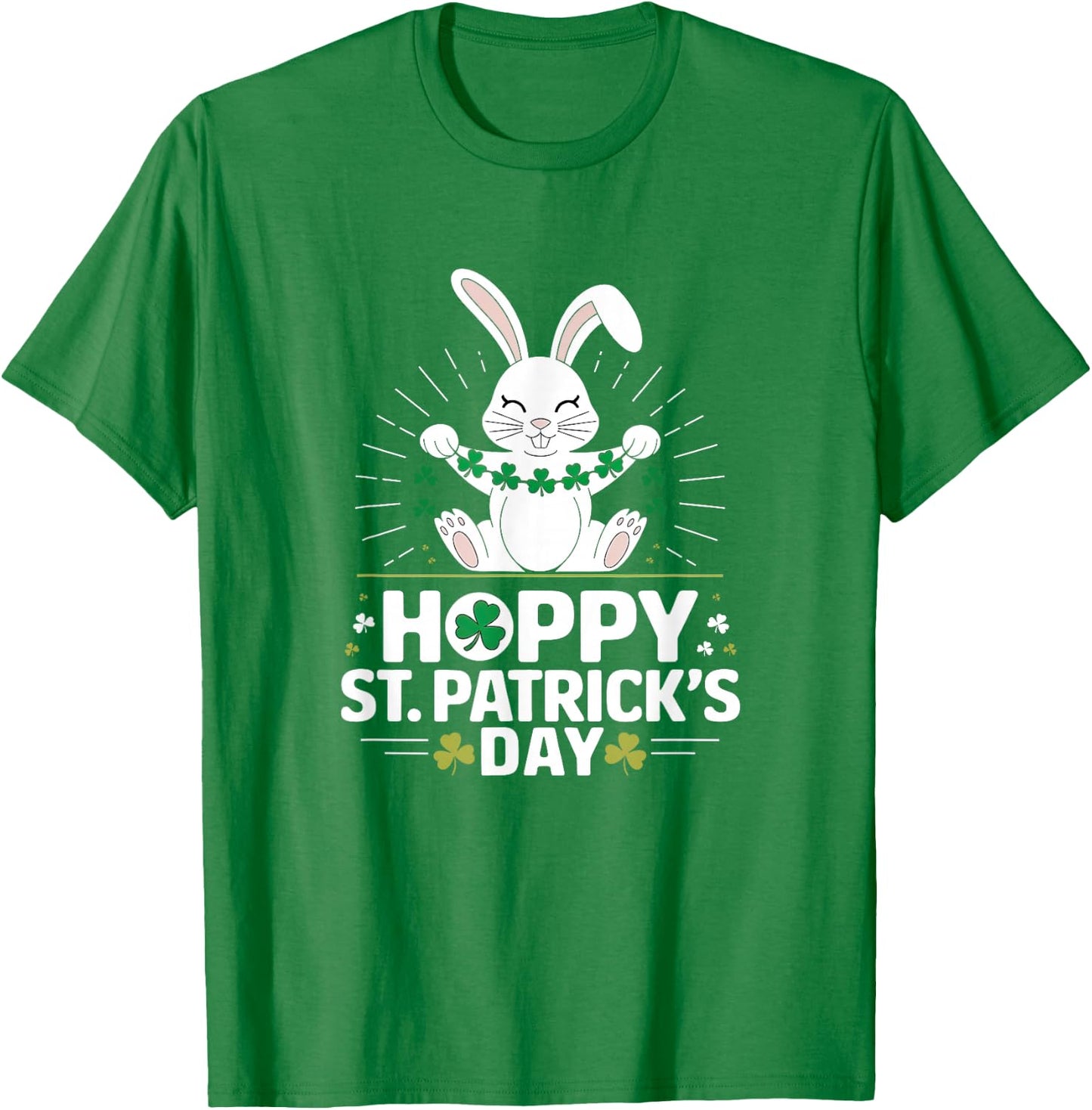 Hoppy St. Patrick's Day - Bunny Rabbit with Shamrocks T-Shirt - T-Shirt | Irish Green