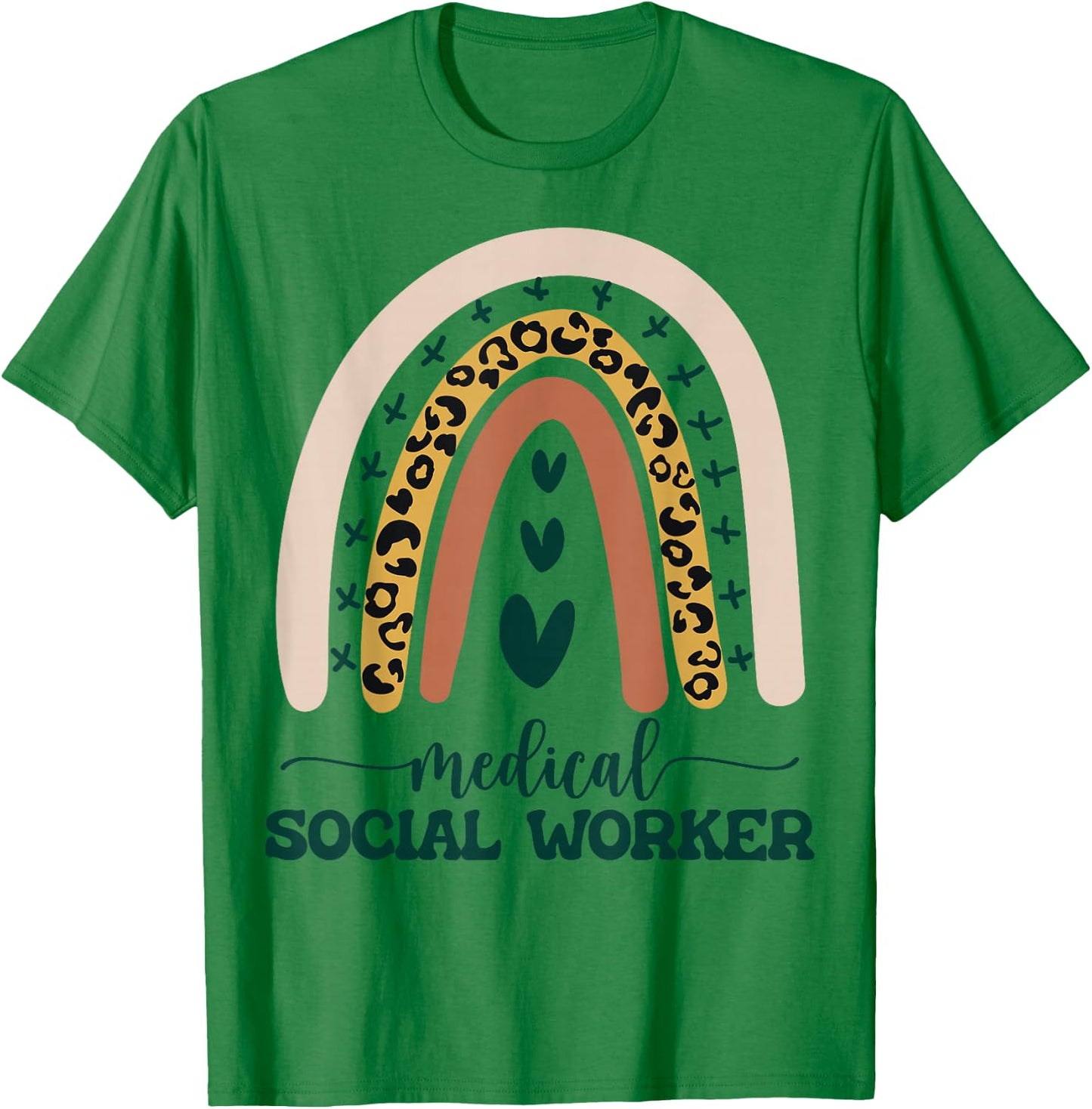 Medical Social Worker LCSW Therapist Boho Rainbow Leopard T-Shirt - T-Shirt | Irish Green