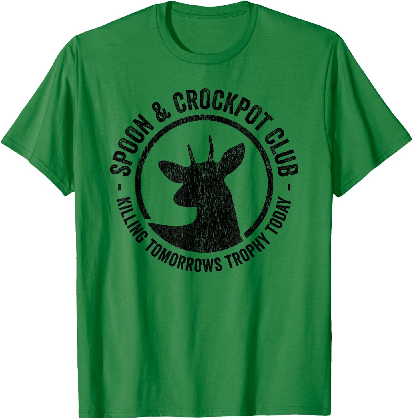 Spoon And Crockpot Club Funny Deer Hunter Hunting Joke Gift T-Shirt - T-Shirt | Irish Green
