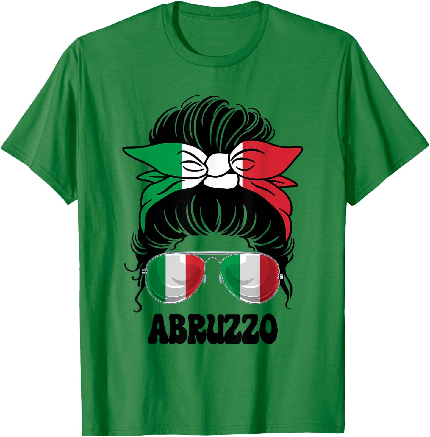 Abruzzo Italy Italian Girl Messy Hair Italy Pride Patriotic T-Shirt - T-Shirt | Irish Green