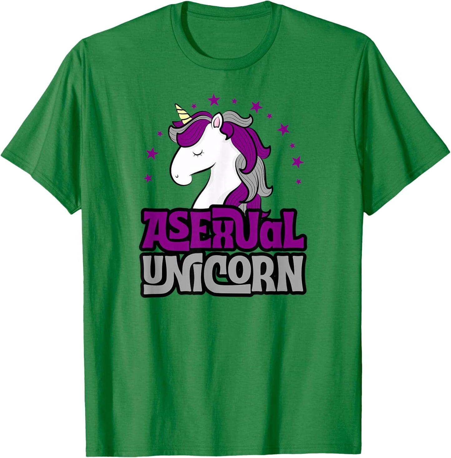 Asexual Unicorn Cute Girly Magical Ace Pride Flag Stuff Art T-Shirt - T-Shirt | Irish Green
