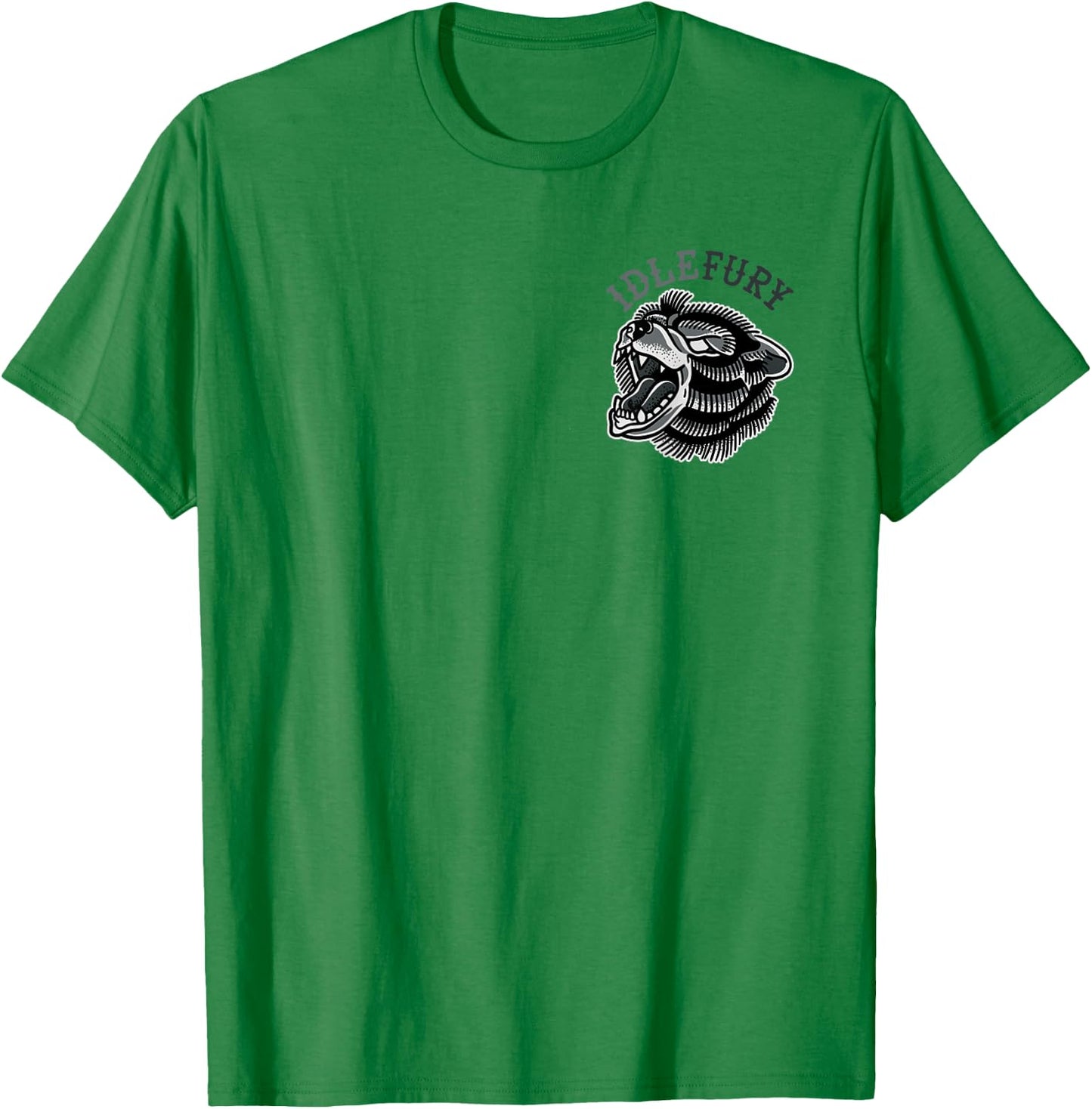 VIEW BACK PRINT Idle Fury Ash Bear Tattoo Art Streetwear T-Shirt - T-Shirt | Irish Green