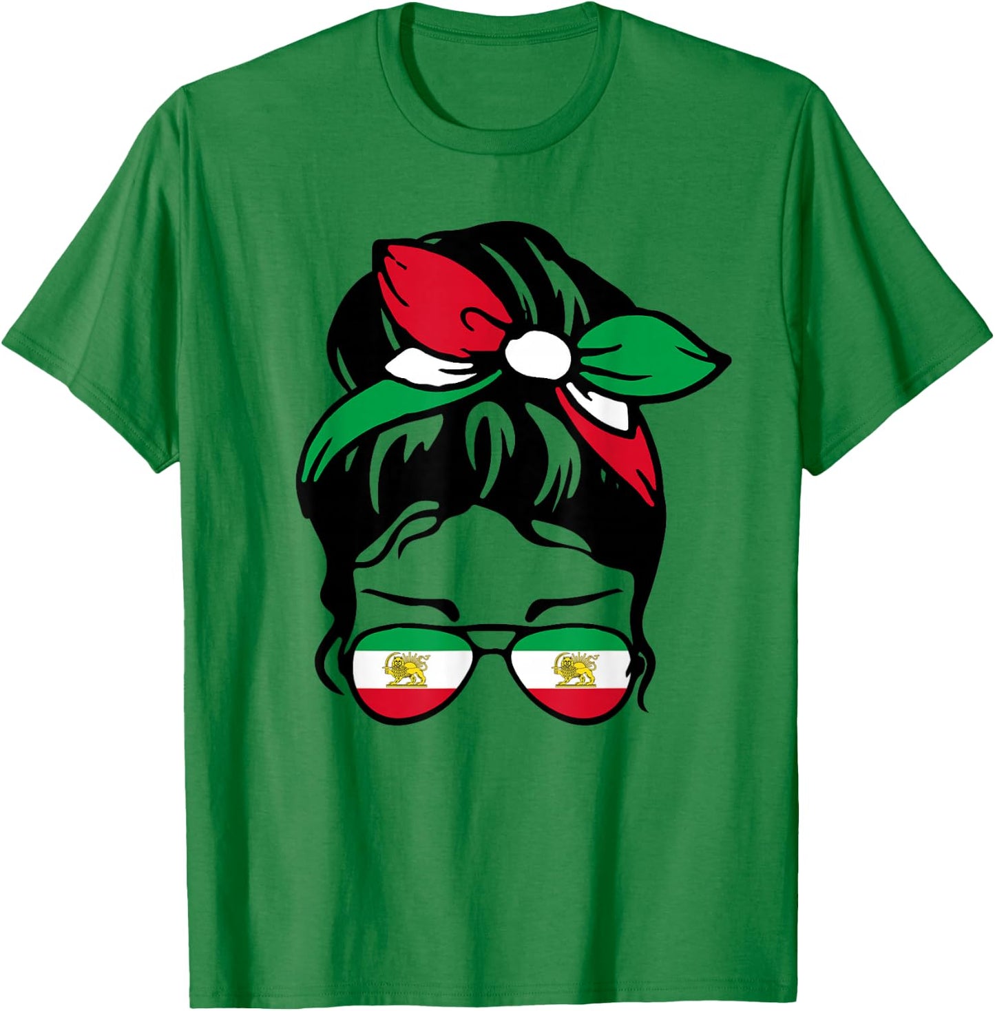 Patriotische Iran-Flagge, iranisch, niedlich, unordentlich, Dutt, Mädchen, Mutter, Kinder T-Shirt - T-Shirt | Irish Green