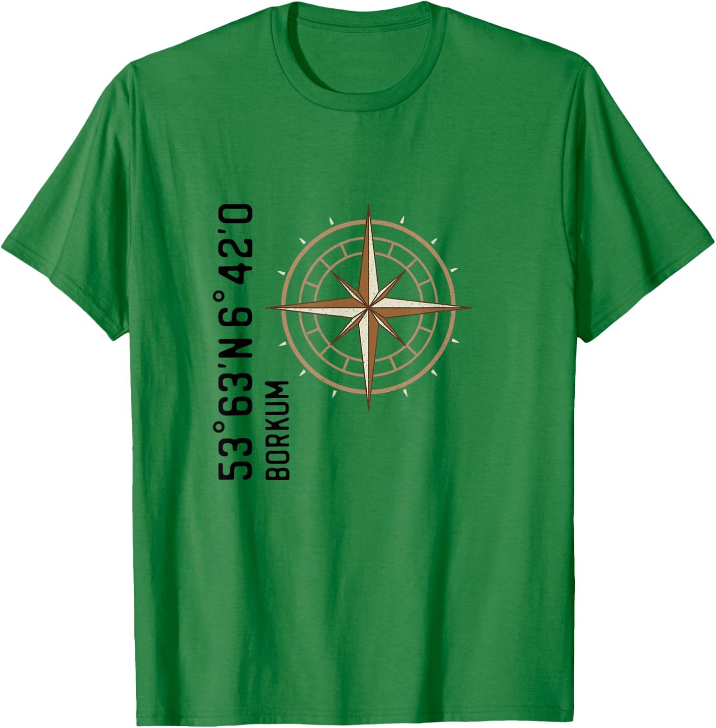 Borkum Koordinaten Design Kompass für einen Urlauber, Borkum T-Shirt - T-Shirt | Irish Green