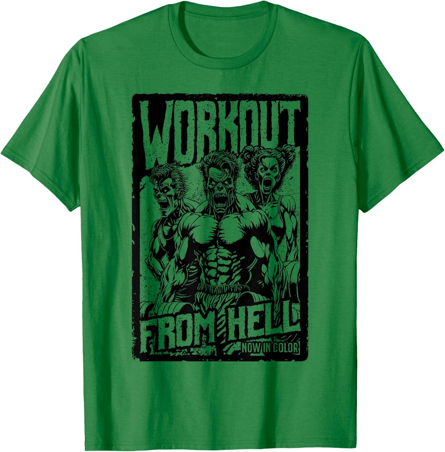 Gym Halloween Funny Retro Zombie Fitness Horror Movie Poster T-Shirt - T-Shirt | Irish Green