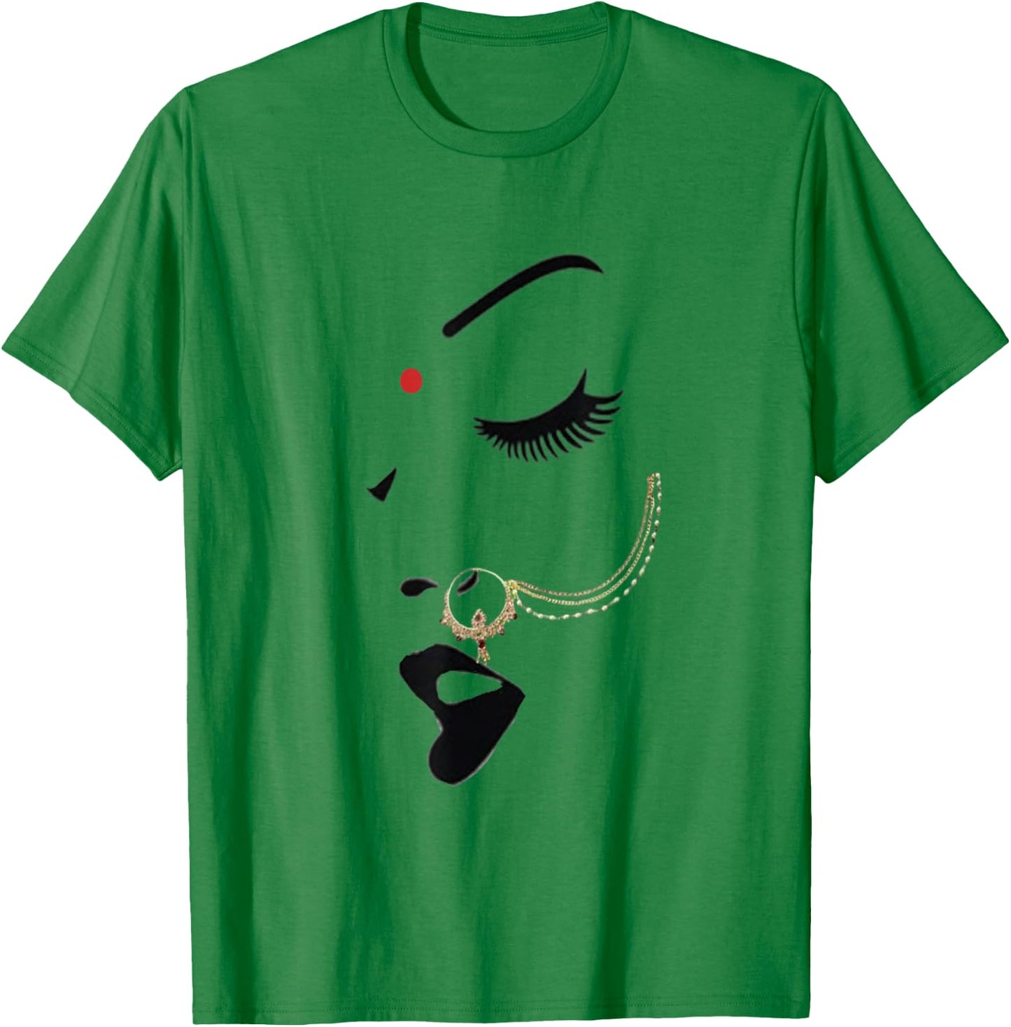 Indian desi Girl Nose Ring Bollywood Style Women Empowerment T-Shirt - T-Shirt | Irish Green