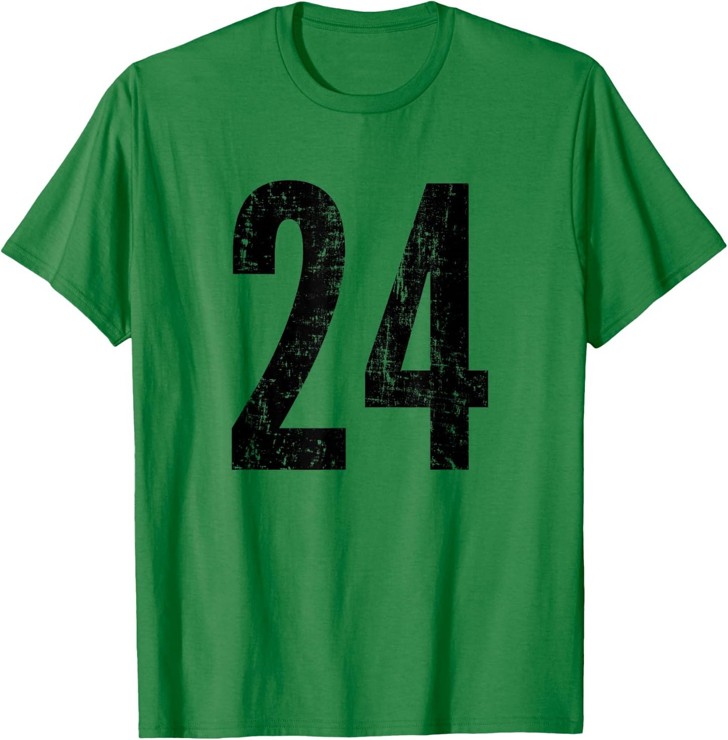 Number 24 Distressed Vintage Twenty Four Sports Practice T-Shirt - T-Shirt | Irish Green