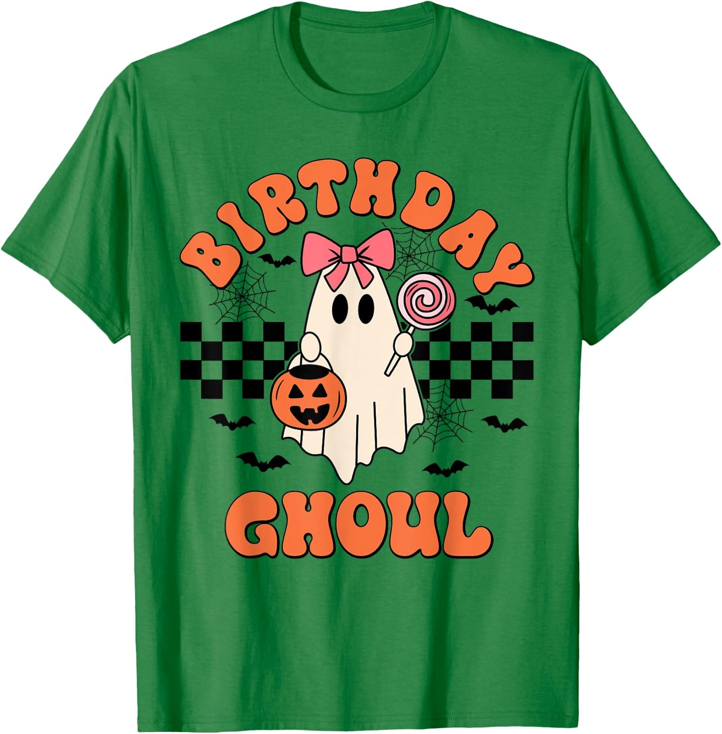 Birthday Ghoul Spooky Season Groovy Halloween Girls Kids T-Shirt - T-Shirt | Irish Green