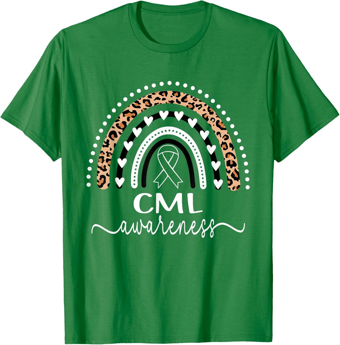 Leukemia CML Awareness Wear Orange Leopard Rainbow T-Shirt - T-Shirt | Irish Green