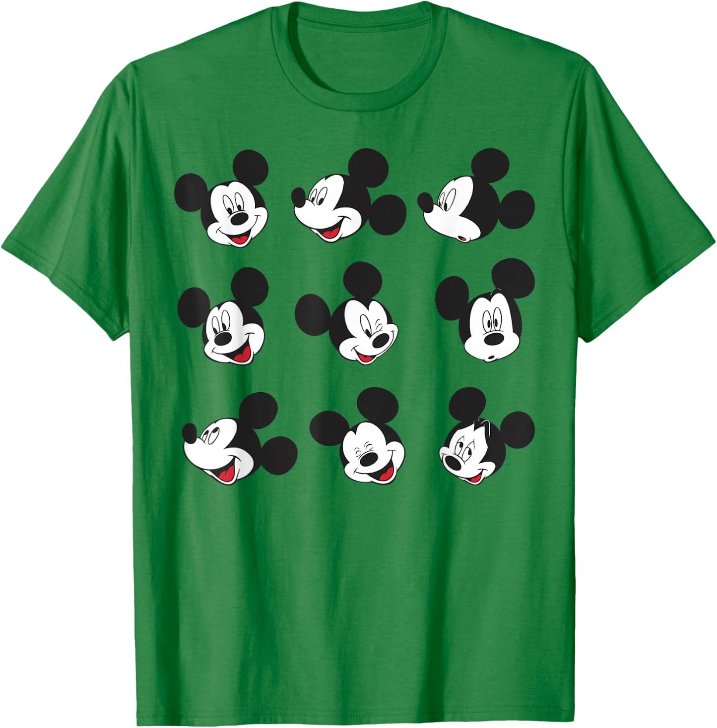 Disney Mickey And Friends Mickey Mouse Faces Grid T-Shirt - T-Shirt | Irish Green