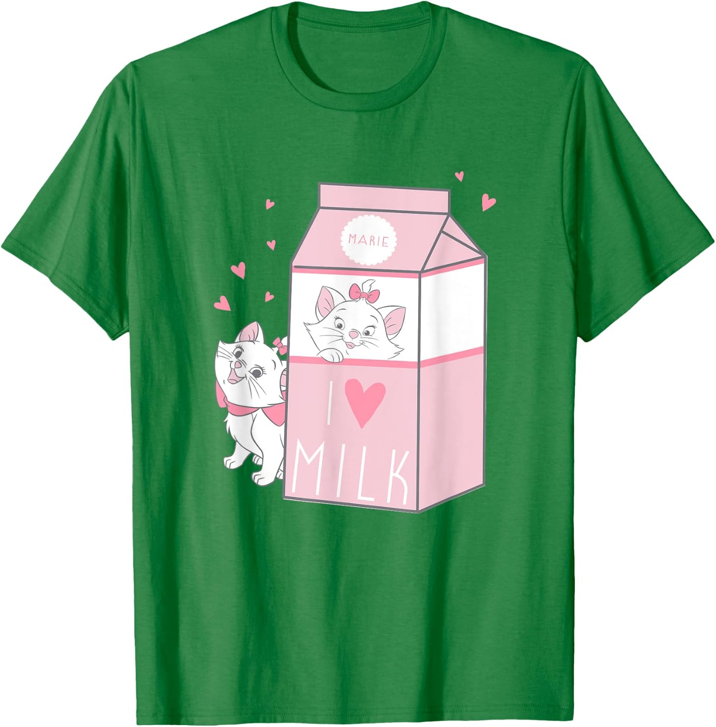Disney The Aristocats Marie I Love Milk Carton Pink Logo T-Shirt - T-Shirt | Irish Green
