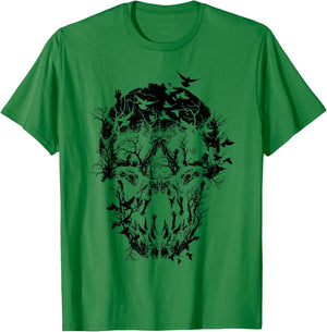Gothic Birds Skull Skeleton Spooky Halloween Costume T-Shirt - T-Shirt | Irish Green