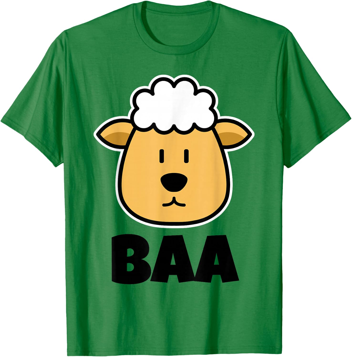 BAA Cute Childrens Sheep Stuff for Kids | Cartoon Sheep Face T-Shirt - T-Shirt | Irish Green