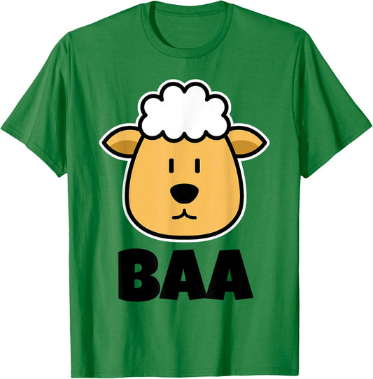 BAA Cute Childrens Sheep Stuff for Kids | Cartoon Sheep Face T-Shirt - T-Shirt | Irish Green