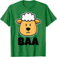 BAA Cute Childrens Sheep Stuff for Kids | Cartoon Sheep Face T-Shirt - T-Shirt | Irish Green