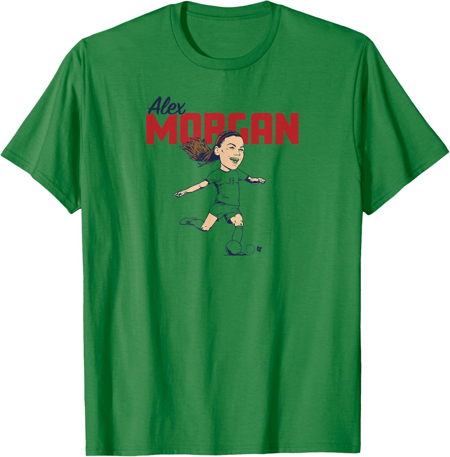 Alex Morgan: Caricature - USWNT Players Association Soccer T-Shirt - T-Shirt | Irish Green
