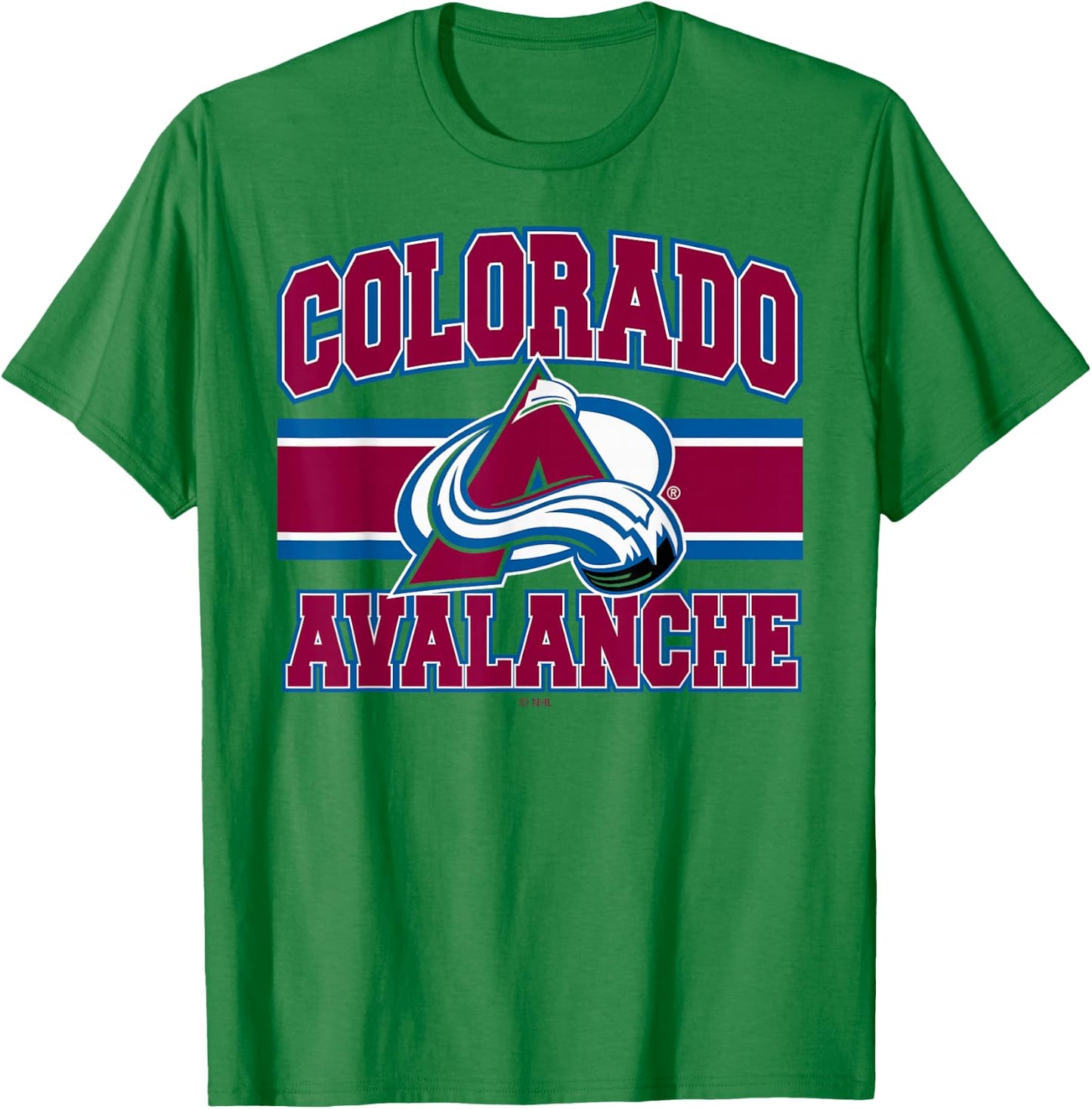 Colorado Avalanche Stripe Heather Gray Officially Licensed T-Shirt - T-Shirt | Irish Green