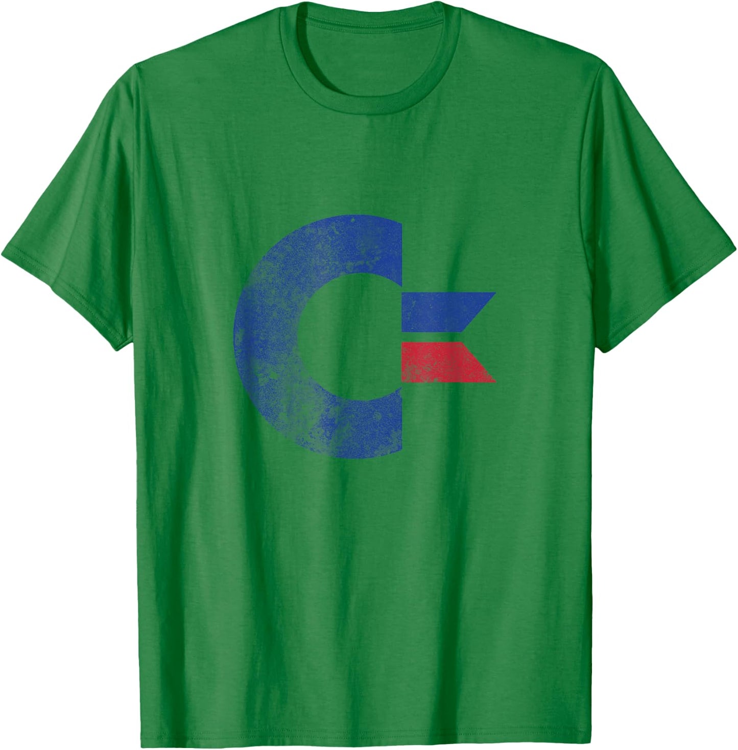 COMMODORE - C64 - Uppercase Letter Stone Washed Grunge Effect , gray, s T-Shirt - T-Shirt | Irish Green